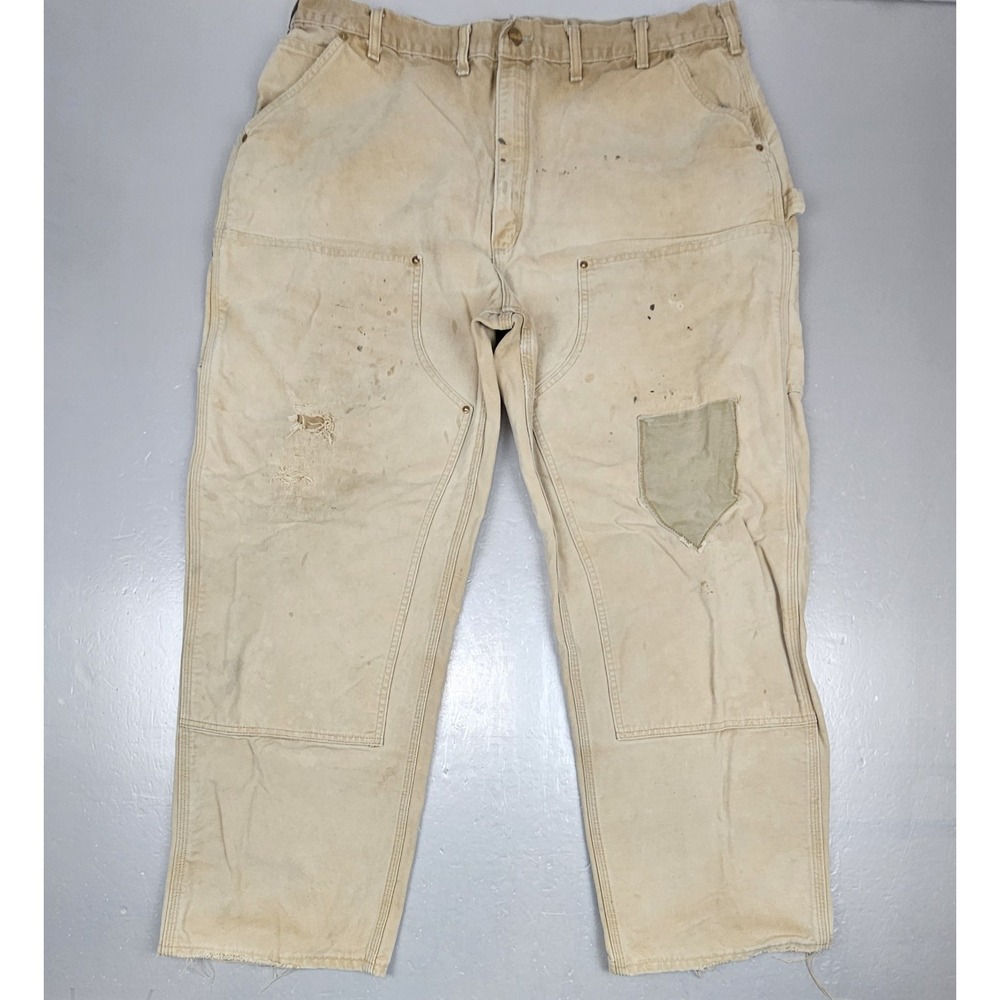 Carhartt Pants Mens 38x30 Vintage Distressed‎ B01-BRN Duck Canvas Double Knee